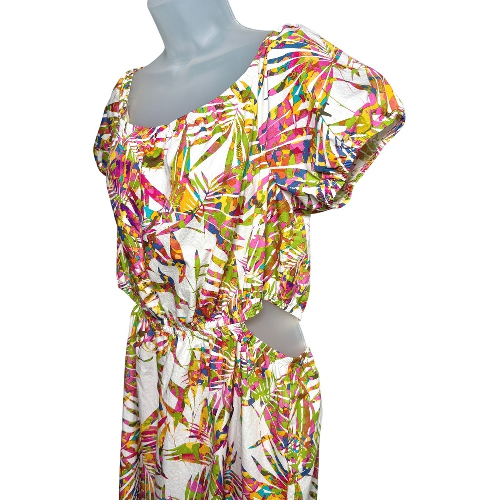 Cut-Out L Maxi Dress Tropical Palm Print Cotton 12006ST Summer Chloe+rene boho